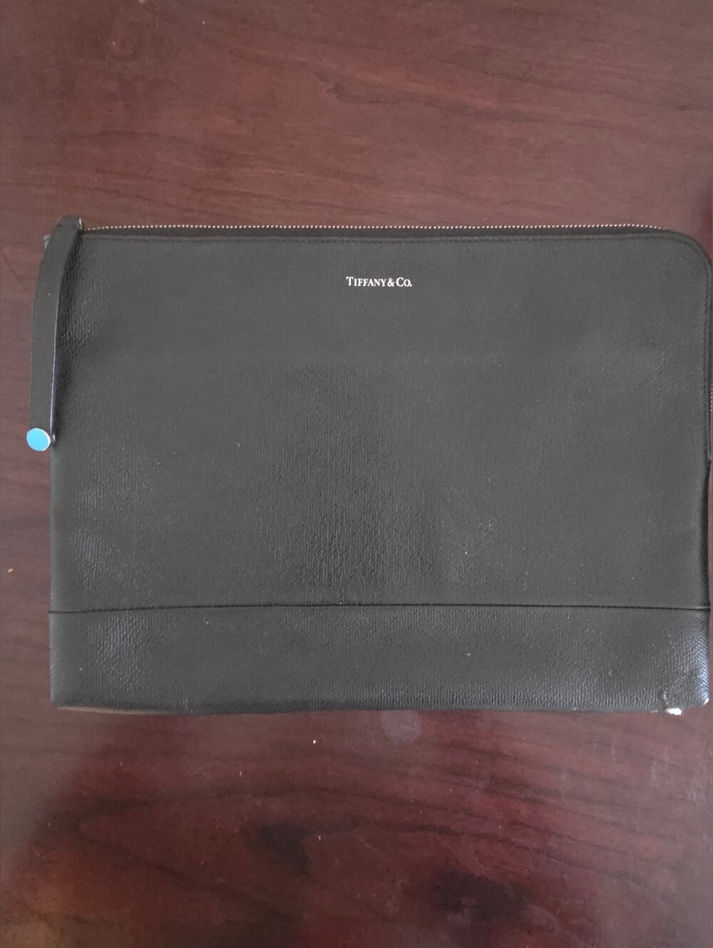 Tiffany & Co. Black Leather Zip Pouch with Wristlet